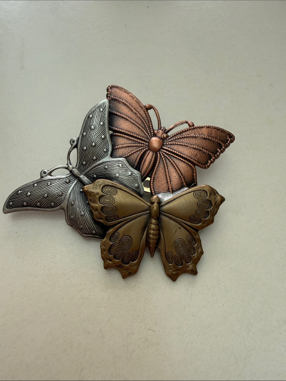 Vintage K&T Tri-Color Butterfly Brooch